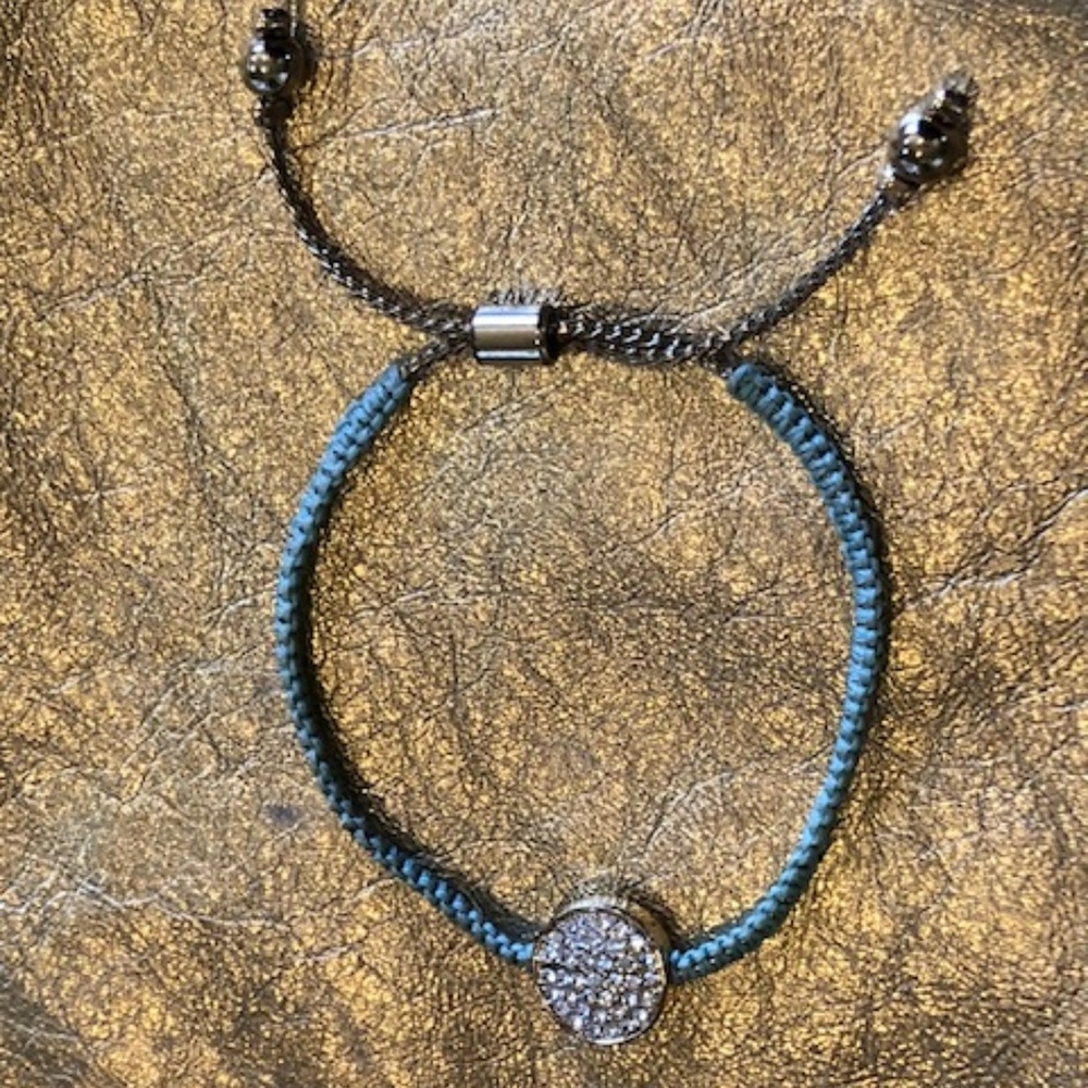 *SOLD* Adjustable Rope Bracelet w/CZ Cluster Charm